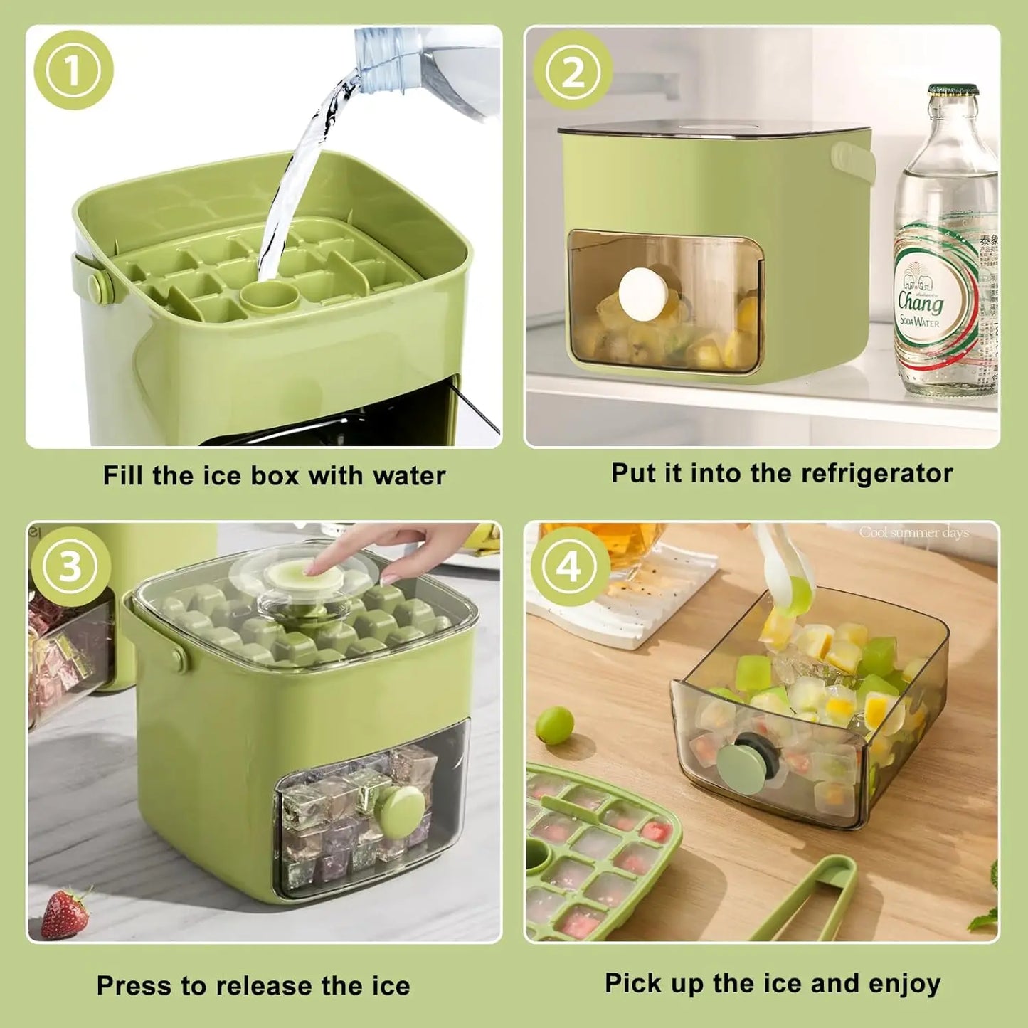 48-Grid Ice Cube Tray with Storage Bin – One-Touch Easy Release