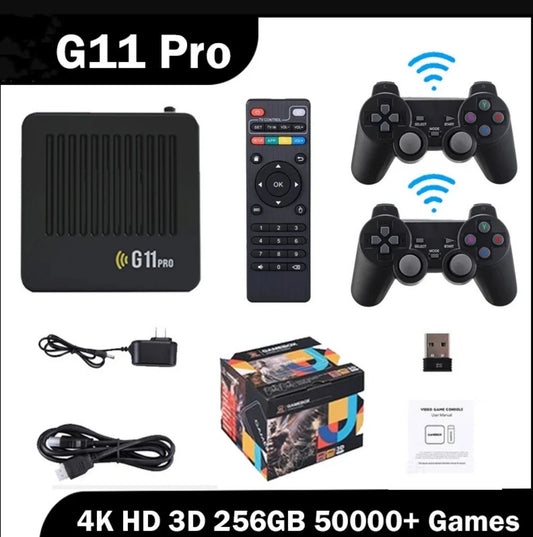 "G11 Pro 4K Retro Game Console – 60,000 Built-In Classics, Dual System, 256GB, Wireless Controllers & Family-Ready Fun!"