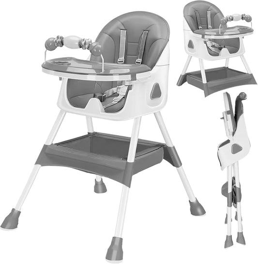"Stress-Free Mealtimes  The Foldable Baby High Chair with Toy Rack & Antislip Safety"