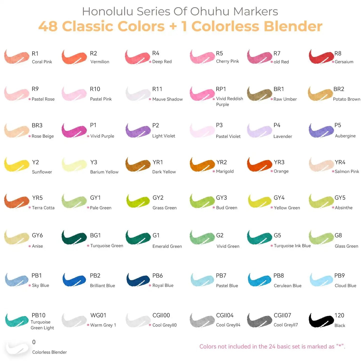 48 Vibrant Colors with Dual Tips Refillable