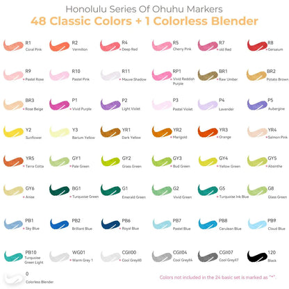 48 Vibrant Colors with Dual Tips Refillable