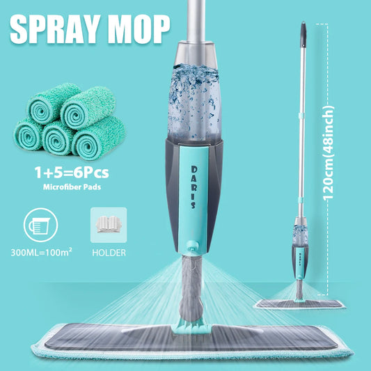 Clean Smarter, Not Harder – 360° Spray Mop with Microfibre Pads for Effortless Floor Care