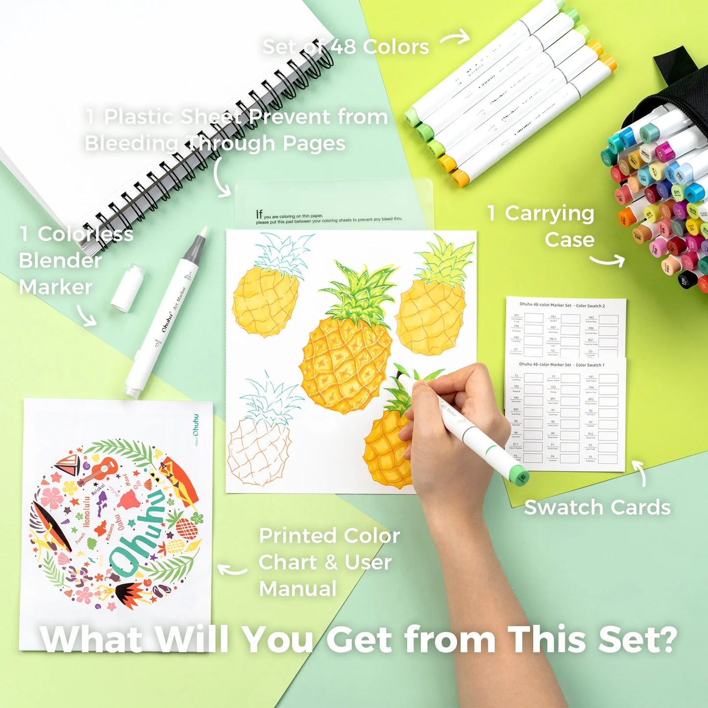 48 Vibrant Colors with Dual Tips Refillable
