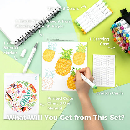 48 Vibrant Colors with Dual Tips Refillable