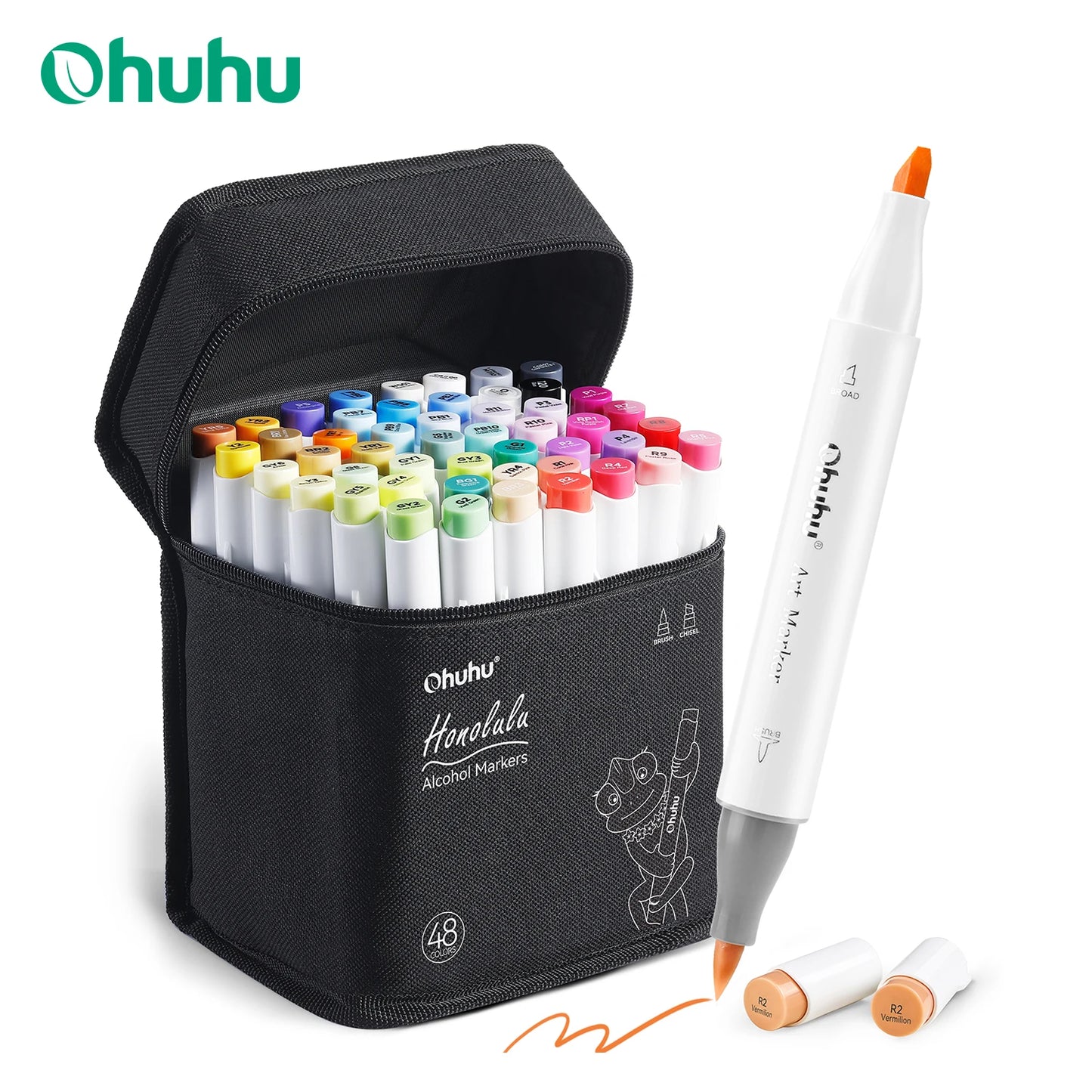 48 Vibrant Colors with Dual Tips Refillable